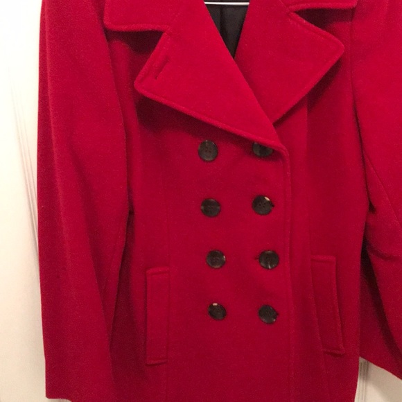 Red Calvin Klein Pea Coat - Picture 2 of 7